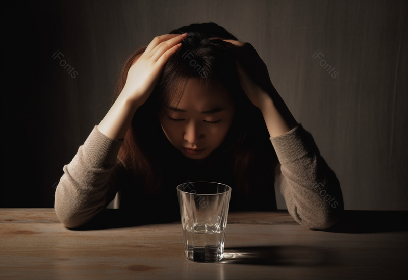 在黑暗中不安焦躁难过抑郁的女性,高清,摄影图,摄影图片,图片大全,摄影图免费下载